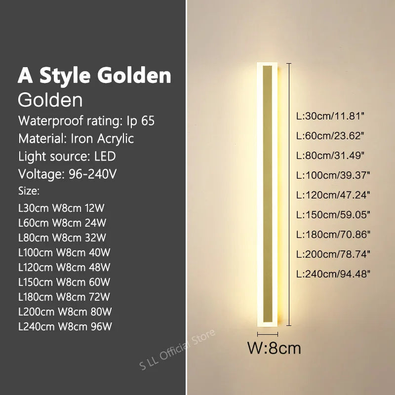 Outdoor Wall Light, Waterproof IP65 LED Wall Lamp, Forged Iron, Adjustable Color Temperature, 30–240 cm Length Options - product view 1