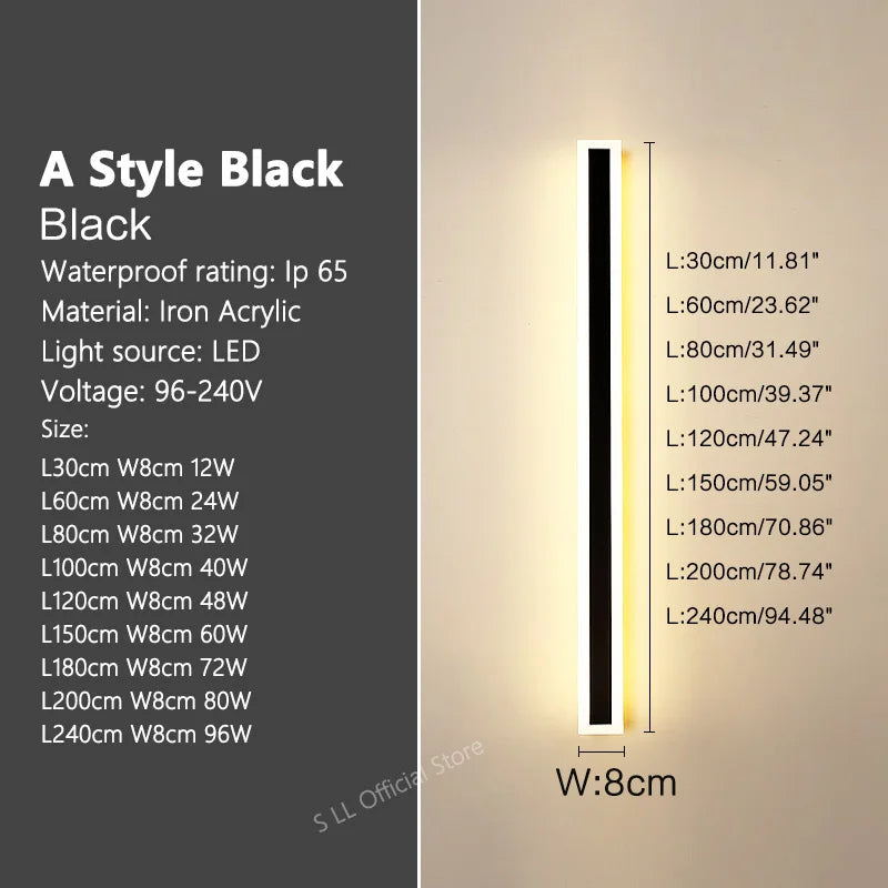 Outdoor Wall Light, Waterproof IP65 LED Wall Lamp, Forged Iron, Adjustable Color Temperature, 30–240 cm Length Options - product view 2