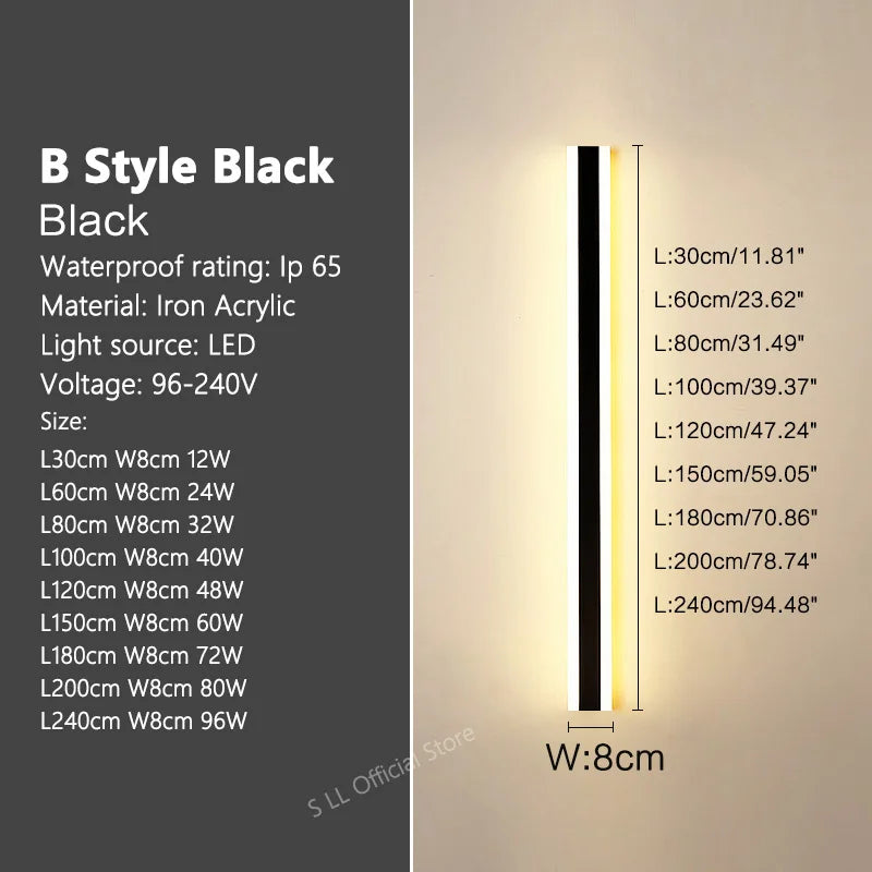 Outdoor Wall Light, Waterproof IP65 LED Wall Lamp, Forged Iron, Adjustable Color Temperature, 30–240 cm Length Options - product view 4