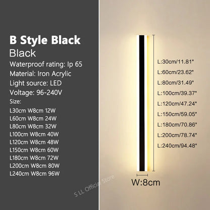 Outdoor Wall Light, Waterproof IP65 LED Wall Lamp, Forged Iron, Adjustable Color Temperature, 30–240 cm Length Options - product view 4