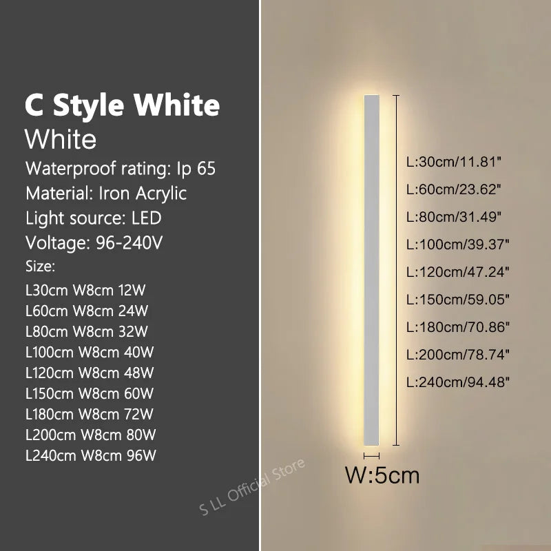 Outdoor Wall Light, Waterproof IP65 LED Wall Lamp, Forged Iron, Adjustable Color Temperature, 30–240 cm Length Options - product view 5
