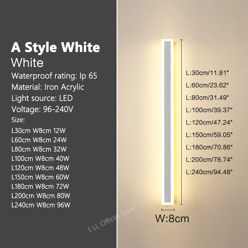 Outdoor Wall Light, Waterproof IP65 LED Wall Lamp, Forged Iron, Adjustable Color Temperature, 30–240 cm Length Options - product view 6
