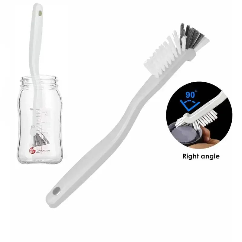 2-Piece Right-Angle Bottle Brush Set, PET Bristles, Curved Handle for Bottles, Sinks, Grout and Narrow Gaps - product view 2