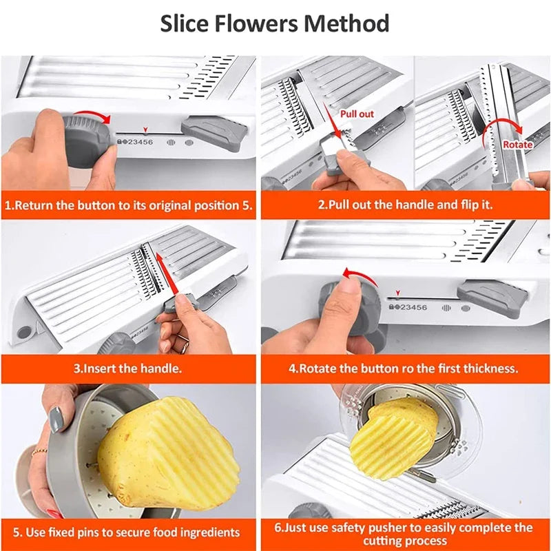 Adjustable Mandoline Slicer, Stainless Steel Blade, Adjustable Thickness Vegetable and Fruit Cutter for Kitchen Preparation - product view 4