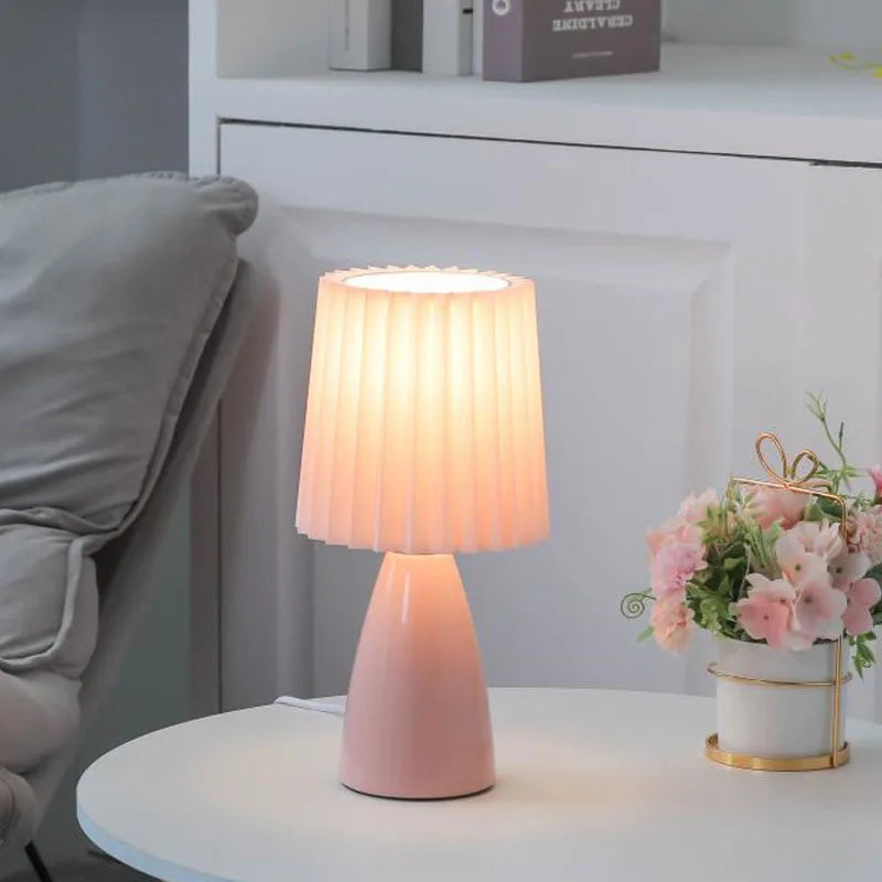 Ceramic Bedside Table Lamp, Korean-Style LED Night Light, E27 Base, Knob Switch, 90–260V, Four Colors and Plug Options - product view 3