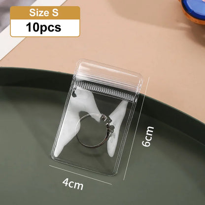 Transparent Resealable Jewelry Storage Bags, 10-Piece PVC Ziplock Organizer, Anti-Oxidation Small Item Pouches, S/M/L Options - product view 1