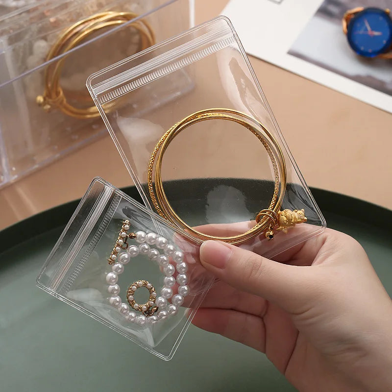 Transparent Resealable Jewelry Storage Bags, 10-Piece PVC Ziplock Organizer, Anti-Oxidation Small Item Pouches, S/M/L Options - product view 4