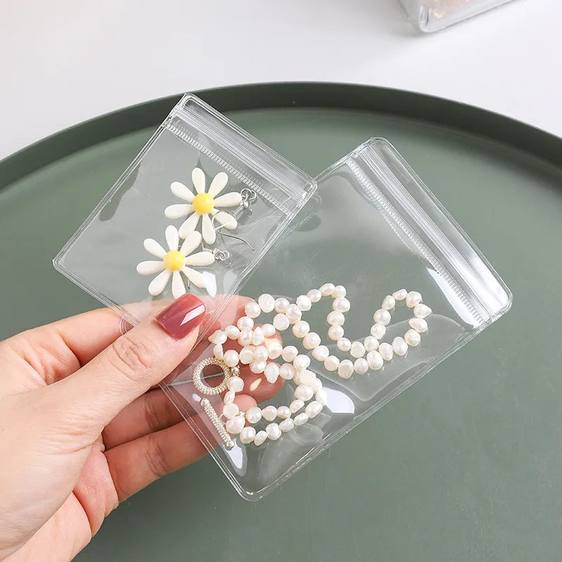 Transparent Resealable Jewelry Storage Bags, 10-Piece PVC Ziplock Organizer, Anti-Oxidation Small Item Pouches, S/M/L Options - product view 5