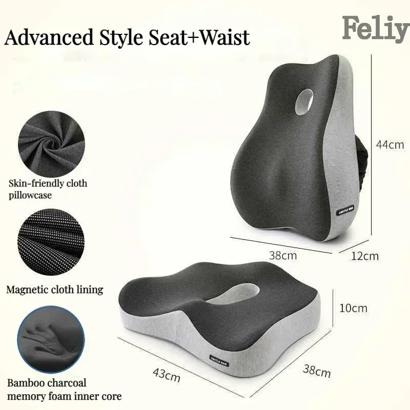 Memory Foam Chair Cushion, Removable Washable Cover, Polyester Cotton Seat Support in Basic to Advanced Styles - product view 2