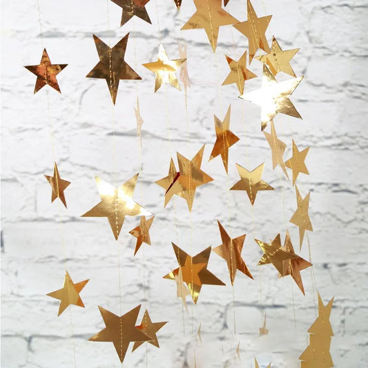 4m Star Paper Drop Garland Banner, 7cm Hanging Bunting for Baby Showers, Weddings, Parties and Kids' Rooms - product view 1