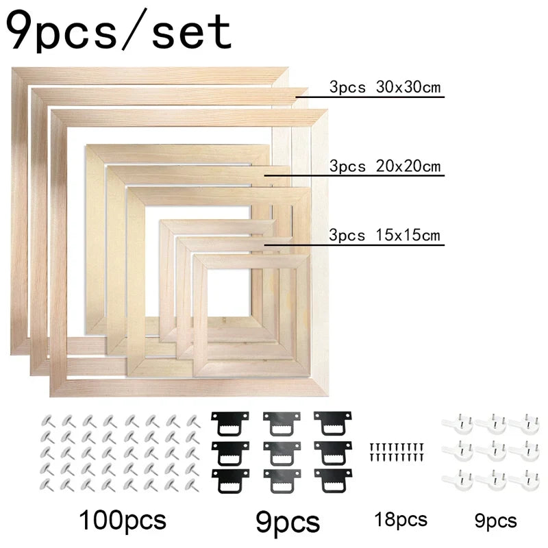 Needlepoint Frame Set, Rectangle Wall Art Display Frames for Decoration Painting, 15x15, 20x20 and 30x30cm Options - product view 1