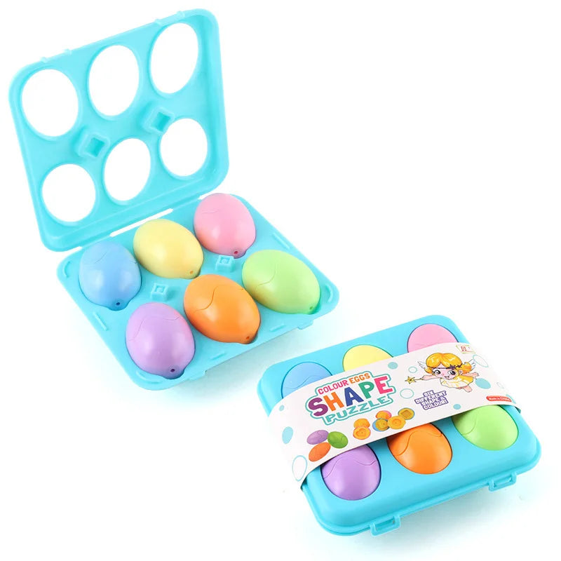 Matching Easter Eggs, 6- or 12-Piece Montessori Sensory Learning Toys with Animal, Number and Shape Options - product view 1