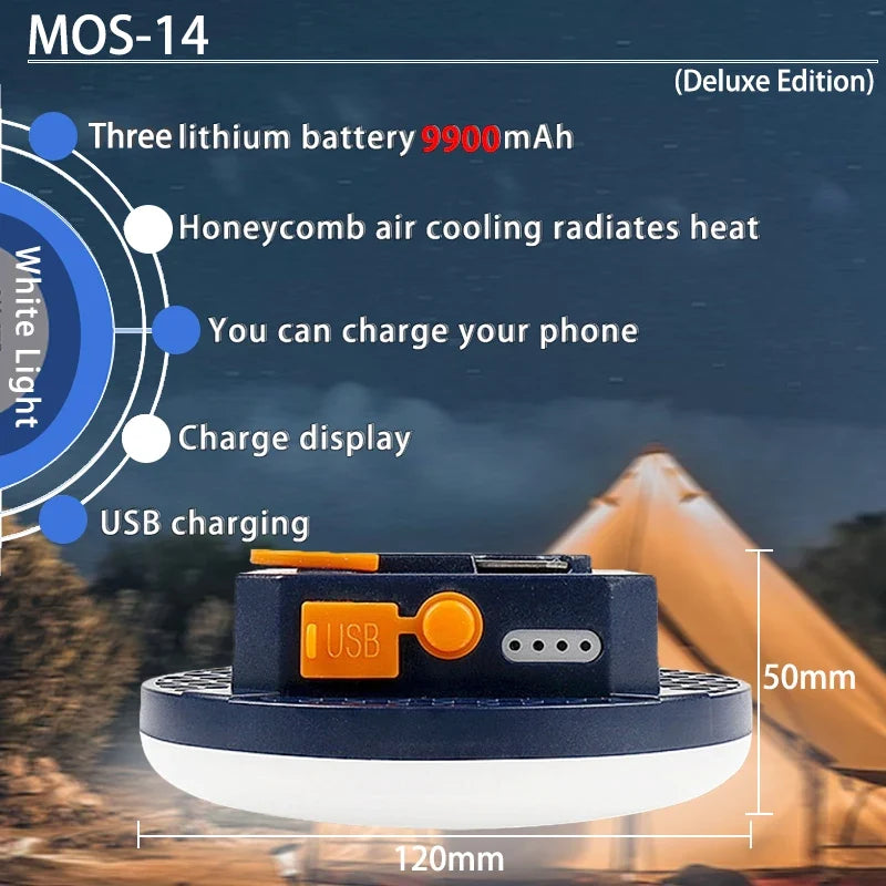 Rechargeable Camping Lantern, ABS Portable Emergency Light with Phone-Charging Support for Tents, Camping, Boating and Home - product view 3