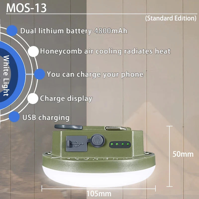 Rechargeable Camping Lantern, ABS Portable Emergency Light with Phone-Charging Support for Tents, Camping, Boating and Home - product view 6