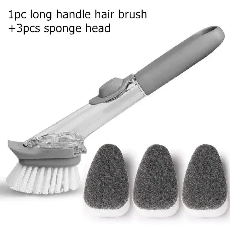 Refillable Soap Dispensing Dish Brush, Sponge Scrubber with 23 cm Handle for Kitchen Bowl and Dish Cleaning - product view 4