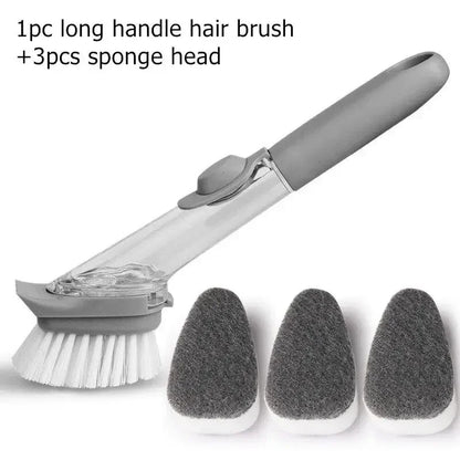 Refillable Soap Dispensing Dish Brush, Sponge Scrubber with 23 cm Handle for Kitchen Bowl and Dish Cleaning - product view 4