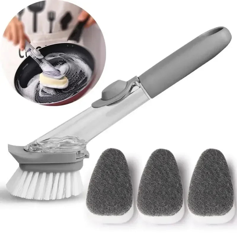 Refillable Soap Dispensing Dish Brush, Sponge Scrubber with 23 cm Handle for Kitchen Bowl and Dish Cleaning - product view 5