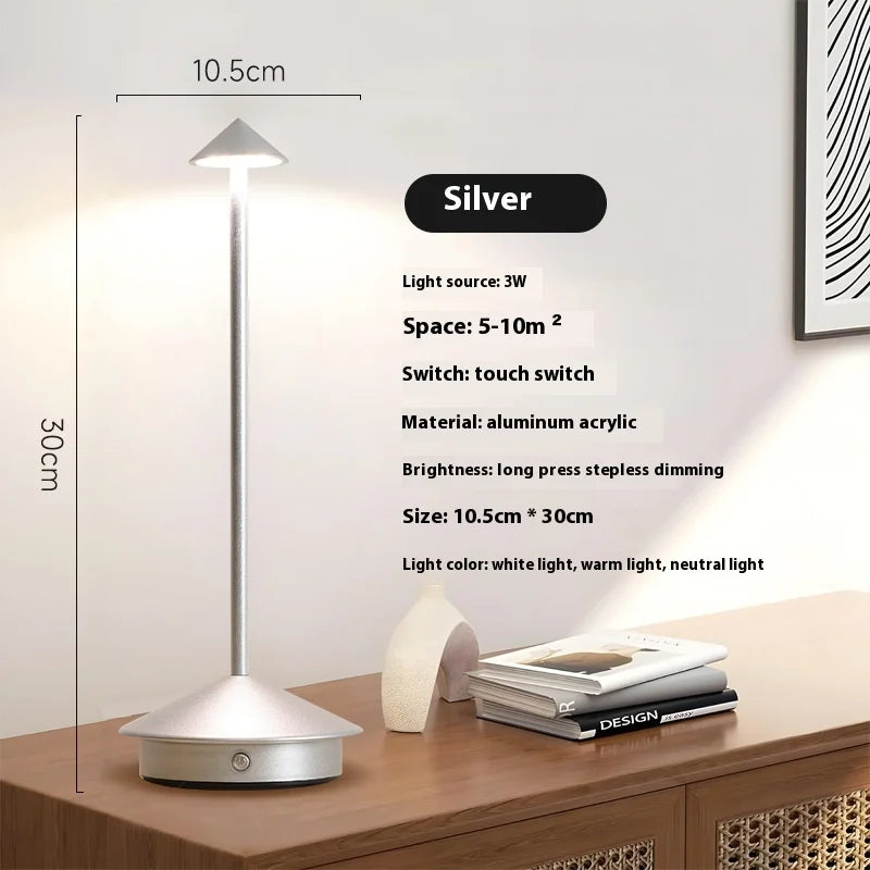 Rechargeable Table Lamp, Touch Control, 3 Brightness Levels, 3000–6500K LED, 2500mAh Battery - product view 1