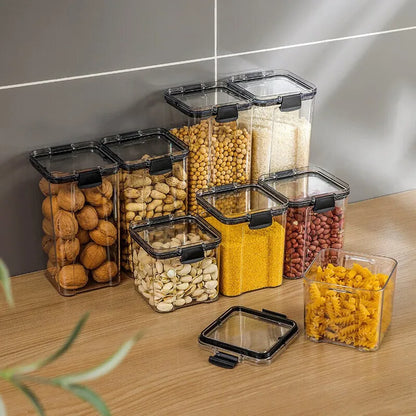 Clear Kitchen Canister with Lid, Reusable Plastic Food Storage Box in S, M, L or XL for Pantry Organization - product view 2