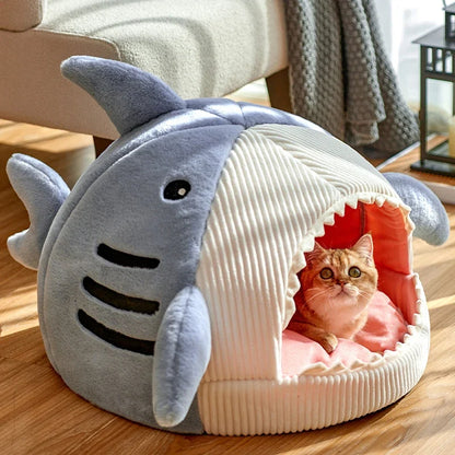 Enclosed Warm Cat Bed, 100% Cotton Cave Cushion with Heating Feature, Non-Slip Base, Multiple Sizes for Kittens and Cats - product view 3