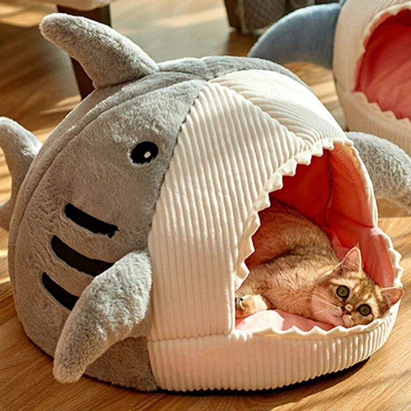 Enclosed Warm Cat Bed, 100% Cotton Cave Cushion with Heating Feature, Non-Slip Base, Multiple Sizes for Kittens and Cats - product view 5