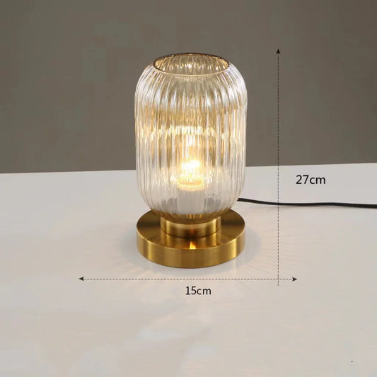 Glass Stone Table Lamp with Iron Body, E27 LED Bulb Base, Knob Switch, 6–10W, AC, Study and Bedroom - product view 1