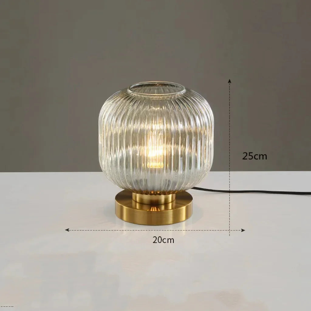 ribbed glass table lamp - product view 4