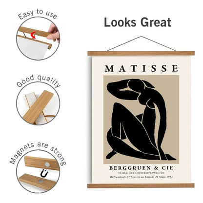 Magnetic Wooden Poster Frame, Rectangle Wall Art Hanger, 21–61cm Sizes for Prints, Photos, Canvas and Fabric Artwork - product view 6