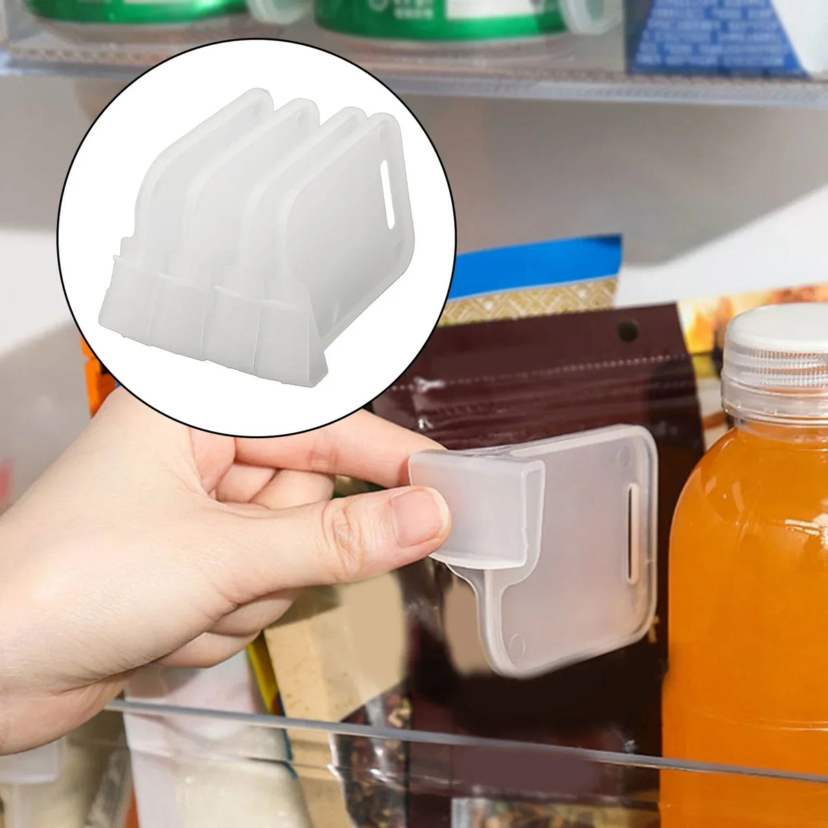 Refrigerator Can Organizer Dividers, 4-Piece Adjustable Storage Partition Boards, White Rubber Bottle Rack Separators - product view 6