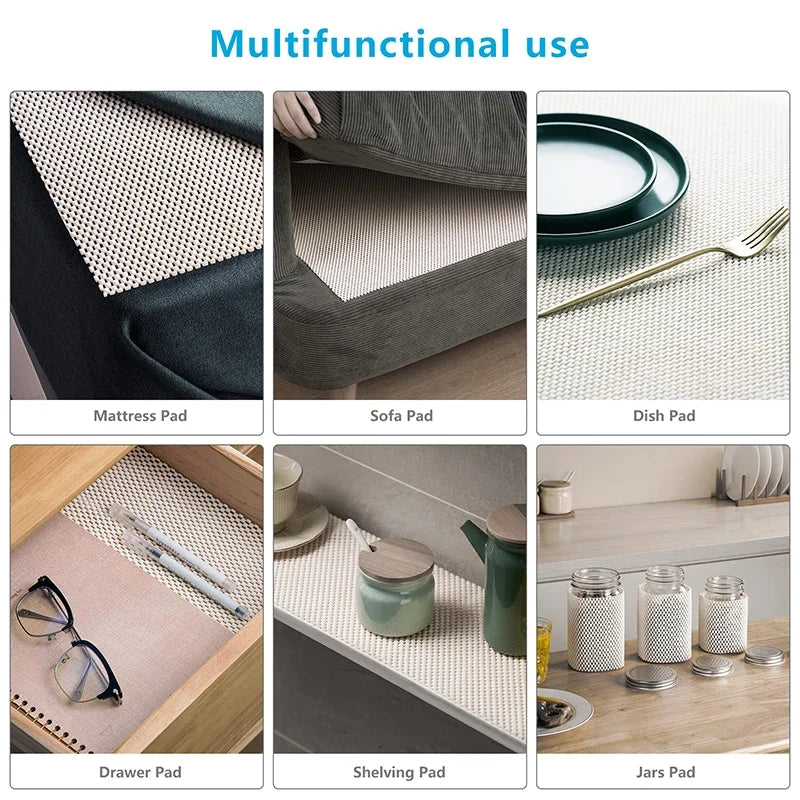 Non-Slip PVC Rug Pad, Plaid Machine-Made Cushioning Layer, Multiple Sizes for Rugs on Flat Hard Floors - product view 6