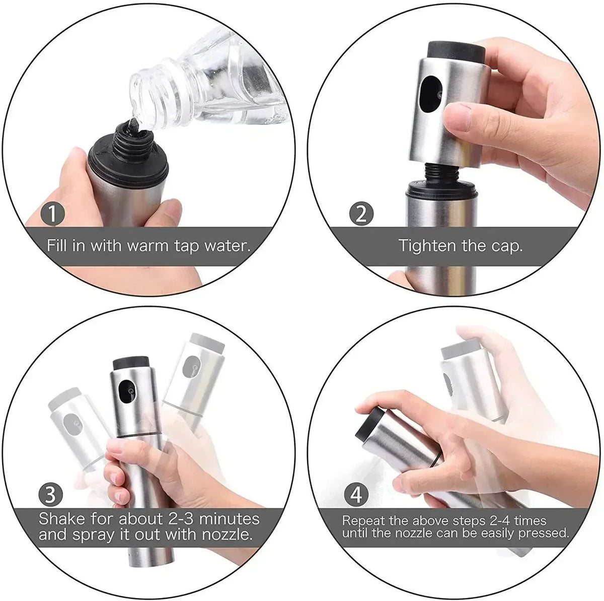 100ml Oil Spray Bottle, Stainless Steel and Glass Options, Fine Mist Pump for Olive Oil, Vinegar, Cooking and BBQ - product view 6