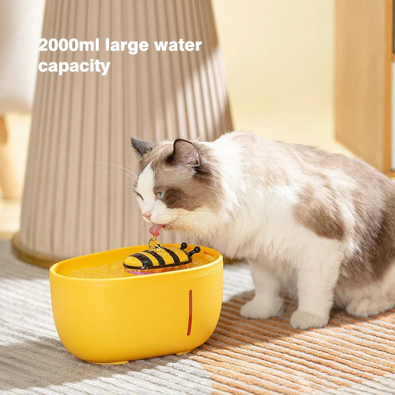 2L Pet Water Fountain, USB Plug, Quiet Recirculating Filter System, Transparent Plastic Dispenser for Cats and Dogs - product view 3