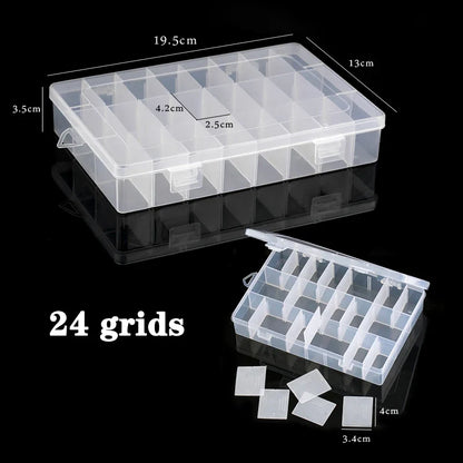Adjustable Plastic Jewelry Organizer Box, Clear Lid, Flip-Top Storage Case with Multiple Grid Options for Beads and Crafts - product view 1