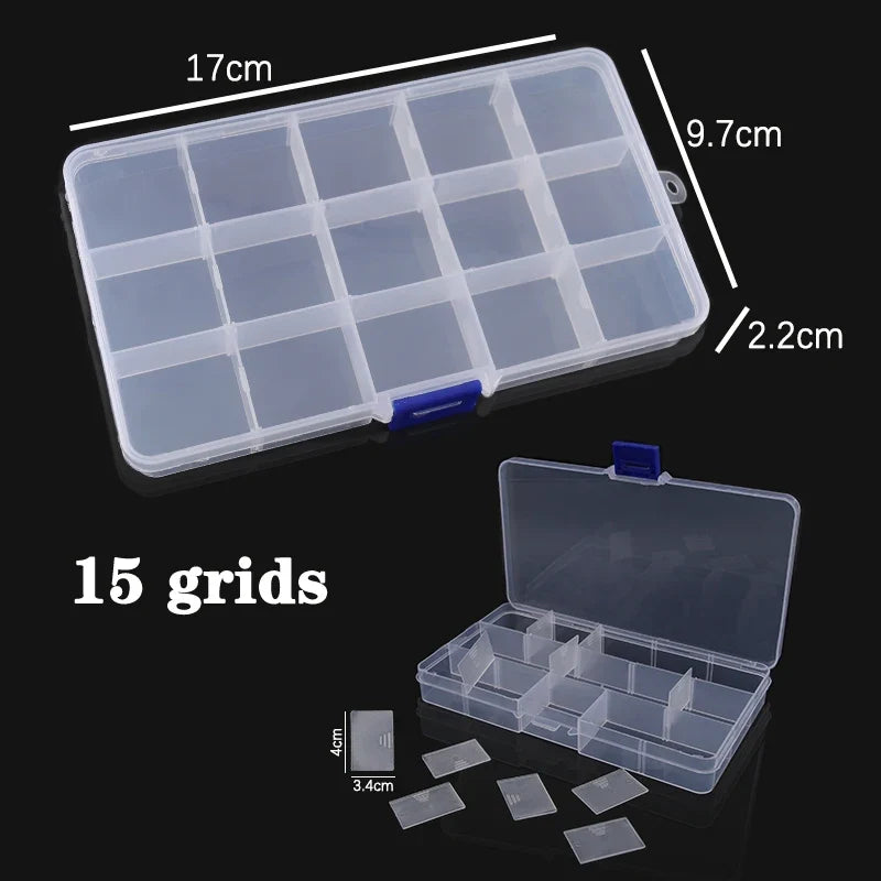 Adjustable Plastic Jewelry Organizer Box, Clear Lid, Flip-Top Storage Case with Multiple Grid Options for Beads and Crafts - product view 2