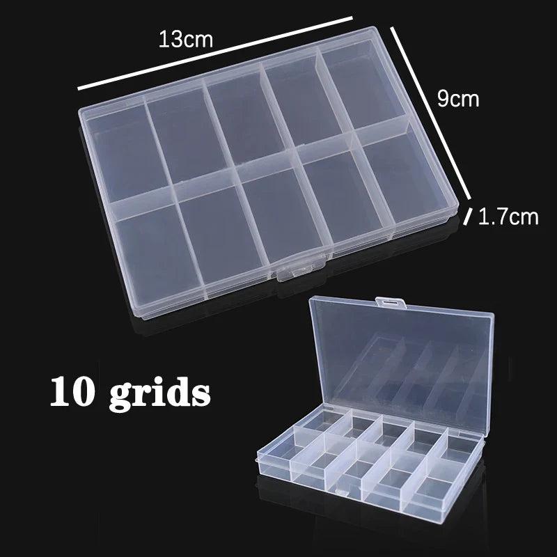 Adjustable Plastic Jewelry Organizer Box, Clear Lid, Flip-Top Storage Case with Multiple Grid Options for Beads and Crafts - product view 6