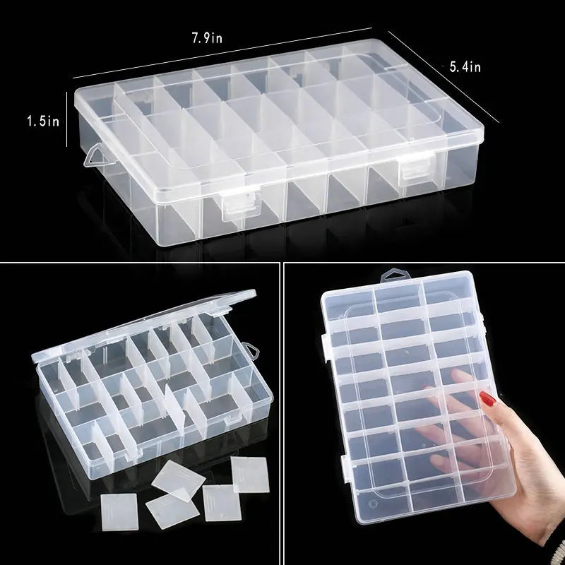 Ornament Storage Box, Clear Lockable Plastic Case with Adjustable Compartments for Jewelry, Beads, Crafts and Small Parts - product view 5