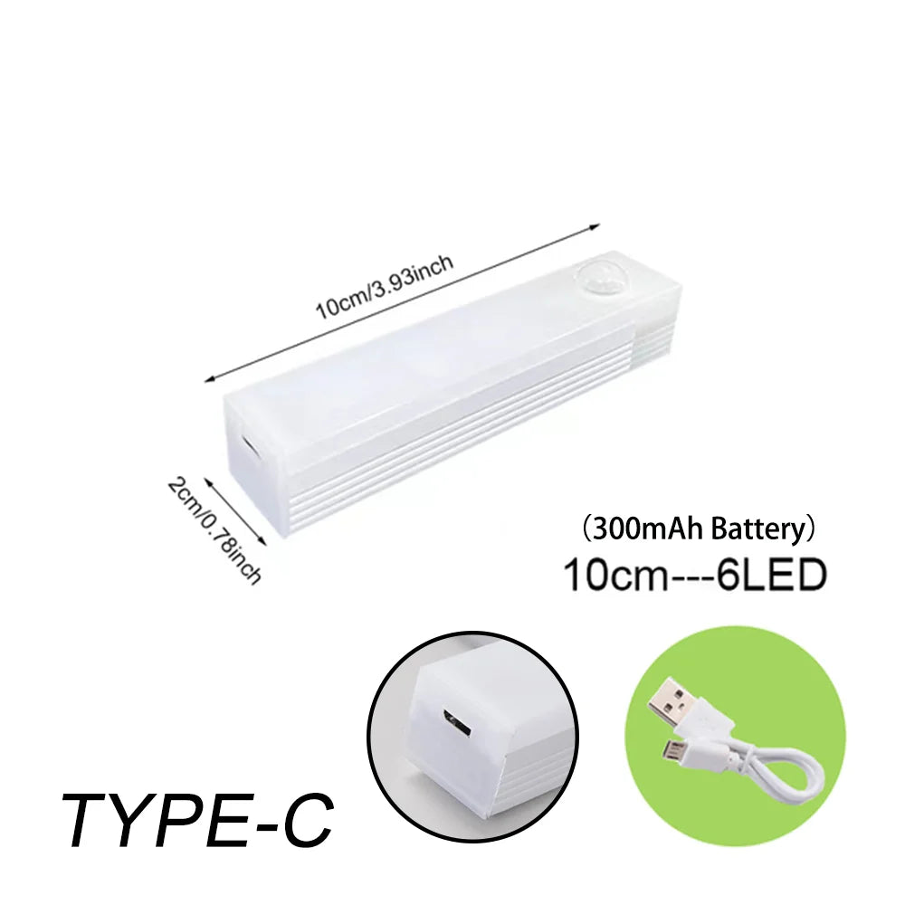 Rechargeable Motion Sensor Cabinet Light, Type-C Charging, Brightness Control, Cold or Warm White, 10–50 cm, 6–36 LEDs - product view 1