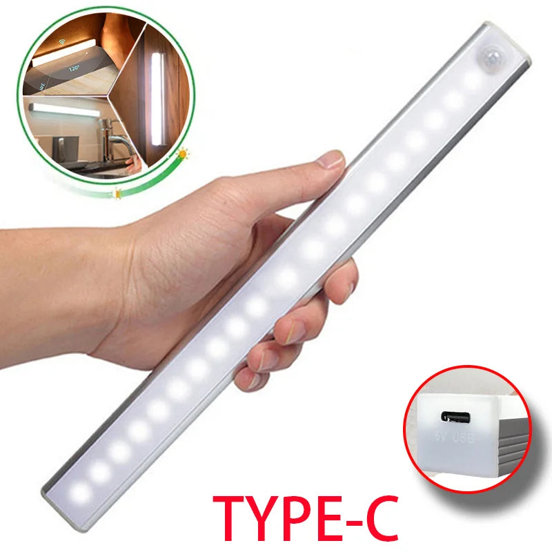 Rechargeable Motion Sensor Cabinet Light, Type-C Charging, Brightness Control, Cold or Warm White, 10–50 cm, 6–36 LEDs - product view 5