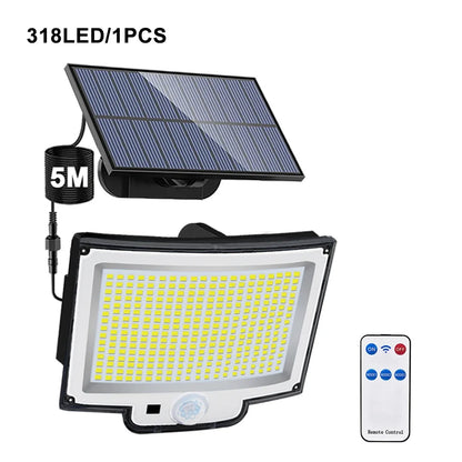 Solar Security Light with Motion Sensor, Remote Control, 3 Lighting Modes, LED Options and 5m Cable for Outdoor Areas - product view 1