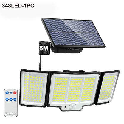 Solar Security Light with Motion Sensor, Remote Control, 3 Lighting Modes, LED Options and 5m Cable for Outdoor Areas - product view 2