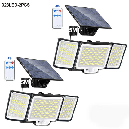 Solar Security Light with Motion Sensor, Remote Control, 3 Lighting Modes, LED Options and 5m Cable for Outdoor Areas - product view 6