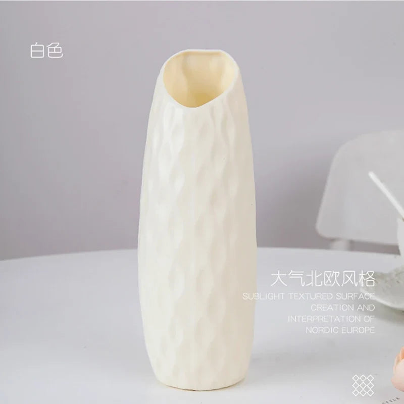 Modern Plastic Bud Vase, Medium Tabletop Flower Vase in Pink, Blue and White Styles for Home Décor - product view 1