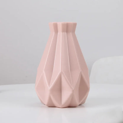 Modern Plastic Bud Vase, Medium Tabletop Flower Vase in Pink, Blue and White Styles for Home Décor - product view 3