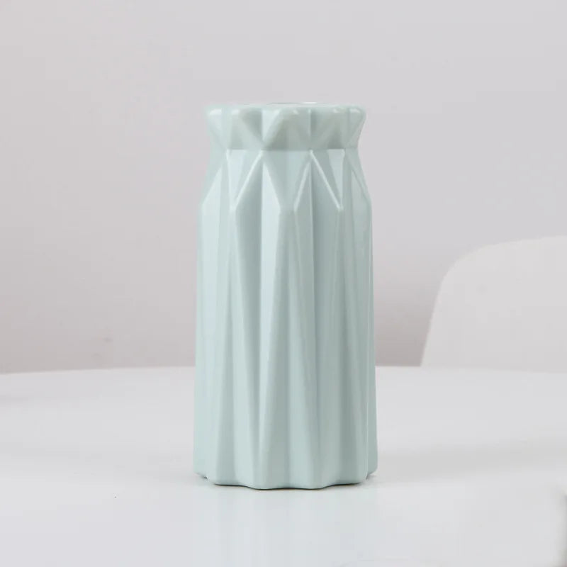 Modern Plastic Bud Vase, Medium Tabletop Flower Vase in Pink, Blue and White Styles for Home Décor - product view 5