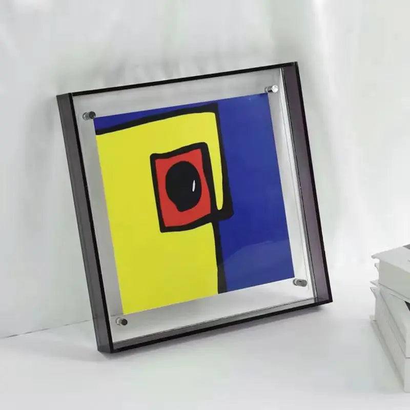 Modern Acrylic Floating Frame, Wall or Tabletop Photo Display, 3mm Acrylic with 7 Photo Sizes - product view 3