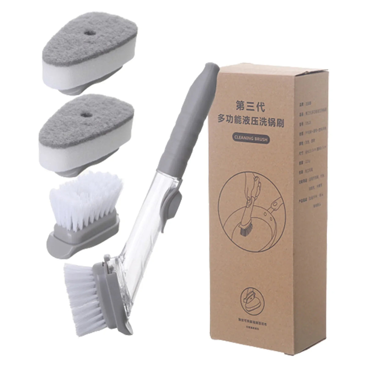 Soap Dispenser Dish Brush, Replaceable Brush Heads, Non-Scratch Scrubber for Pots, Pans and Sinks, 24 cm Handle - product view 4