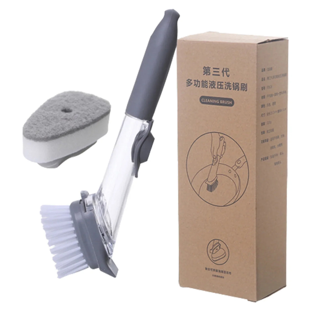 Soap Dispenser Dish Brush, Replaceable Brush Heads, Non-Scratch Scrubber for Pots, Pans and Sinks, 24 cm Handle - product view 5