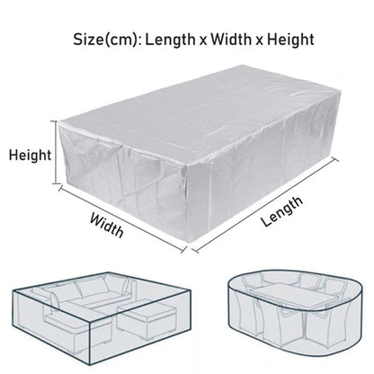 Waterproof Patio Furniture Cover, UV-Resistant Polyester, Drawstring Closure, Silver or Black, Multiple Outdoor Sizes - product view 1
