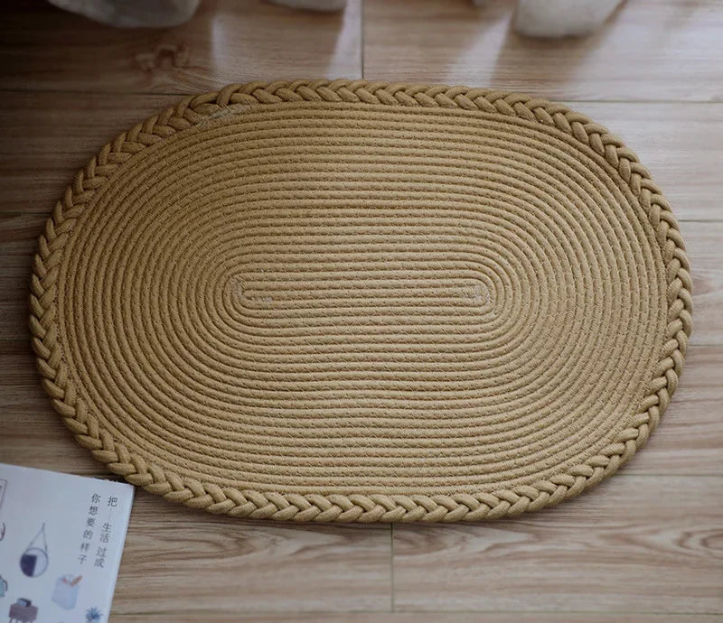 Braided Jute Rug Mat, Solid Anti-Slip 65 x 45 cm Doormat for Entryway, Bathroom, Kitchen and Home Floors - product view 2