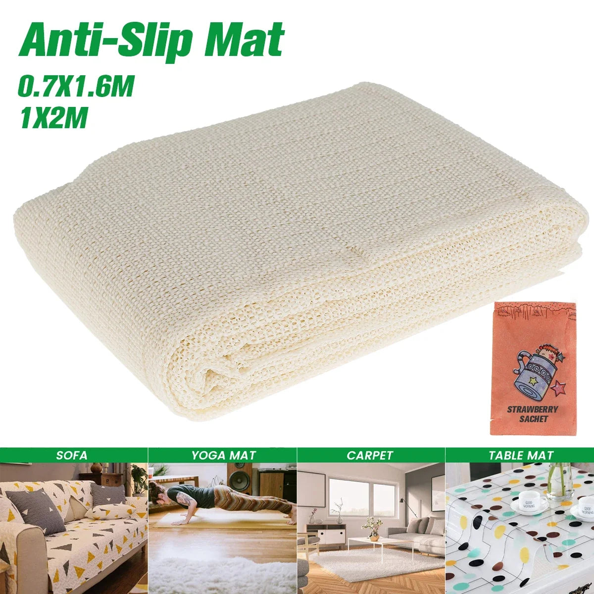 PVC Rug Pad, Solid White Carpet Underlay, Two Cut-to-Size Options for Bathroom and Home Lining - product view 2